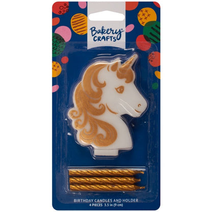 Gold Unicorn Candle Holder and Candles