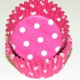 Hot Pink Polka Dot, Mini Bake Cups - 50ish Mini Cupcake Liners