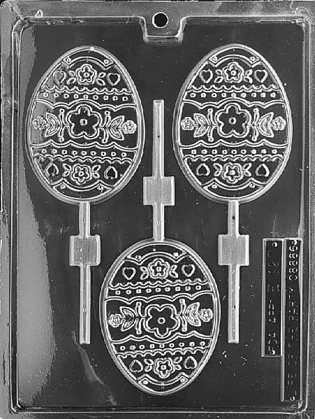 Large Egg with Flowers Lollipop Chocolate Mold