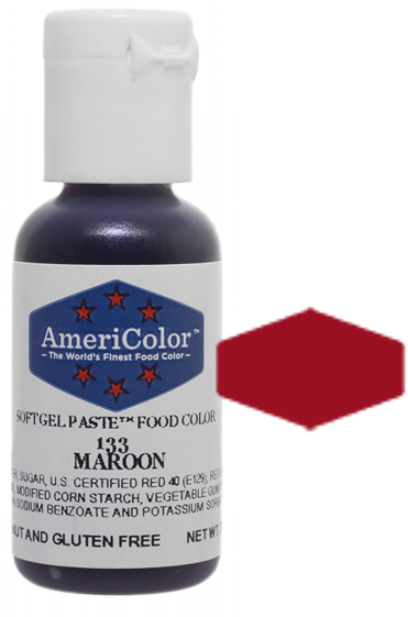 Maroon, Americolor Soft Gel Paste Food Color, .75oz