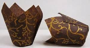 Brown & Gold Tulip Cup Cupcake Liners - 24 Tulip Cups