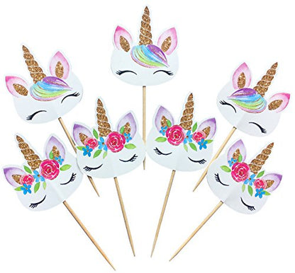Unicorn Head Cupcake Pick - 12 Pieces
