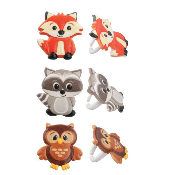 Woodland Animals Cupcake Rings - 12 Rings