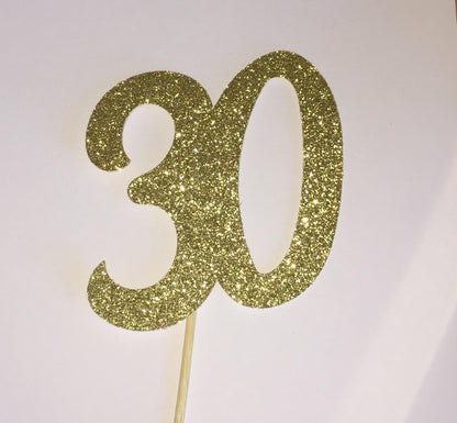 30 Cake Topper - Glitter Gold