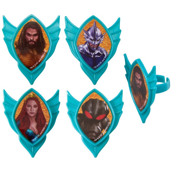 Aquaman Quest Cupcake Rings - 12 Rings