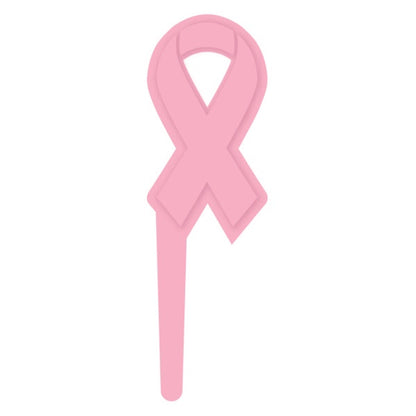 Breast Cancer Ribbon Cupcake Picks, 12 Picks
