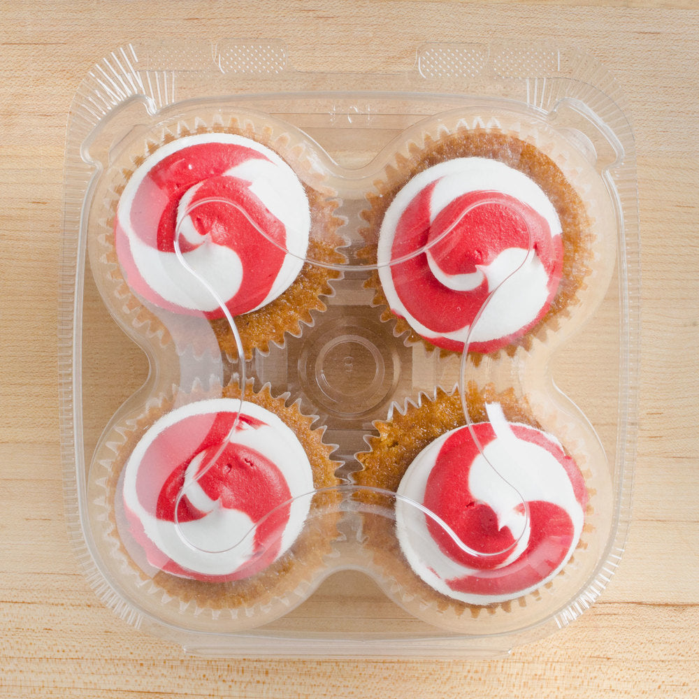 4 Count, Standard Size Plastic Cupcake Container
