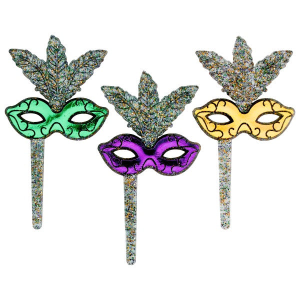 Mardi Gras Glitter Mask Cupcake Picks, 12 Picks