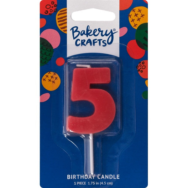 Mini Block Number Candle - 5 - Red