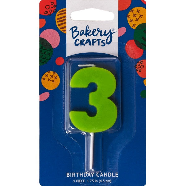 Mini Block Number Candle - 3 - Green