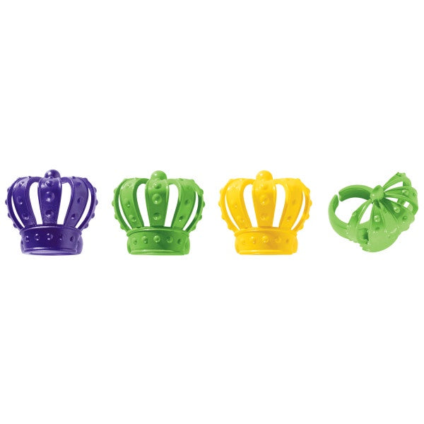 Mardi Gras 3D Crowns Cupcake Rings, 12 Cupcake Rings