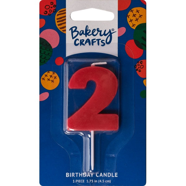 Mini Block Number Candle - 2 - Red