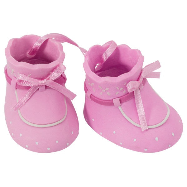 Pink Baby Booties Cake Topper Set