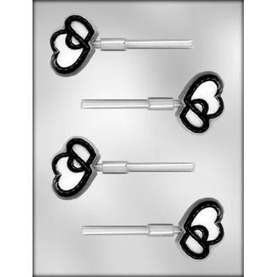 Rope Edge Double Heart Lollipop Chocolate Mold