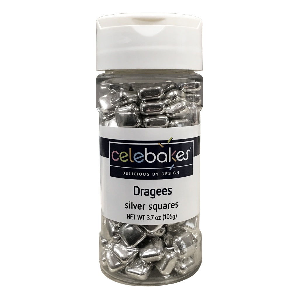 Celebakes Dragees - Silver Square Shaped