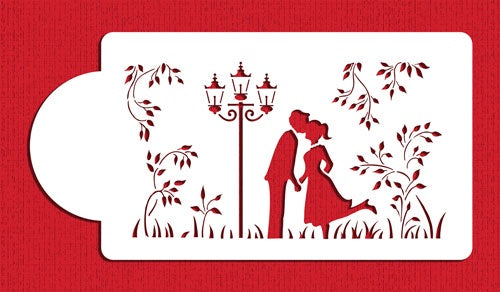 Kissing Couple Cake Stencil