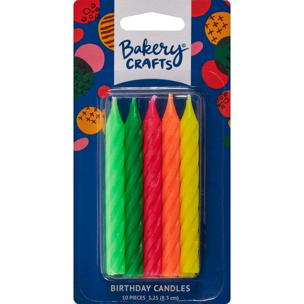 Large Neon Birthday Candles - 10pc