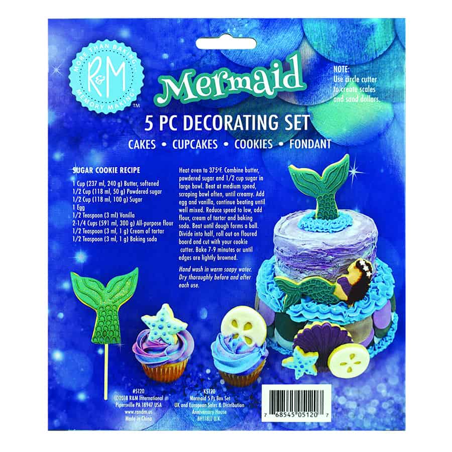 5 Piece Mermaid Decorating Cookie Cutter Set