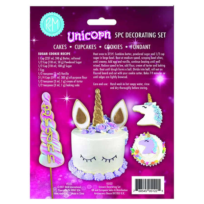 5 Piece Unicorn Cookie Cutter Decorating Set