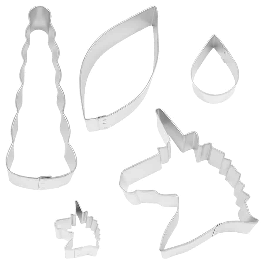5 Piece Unicorn Cookie Cutter Decorating Set