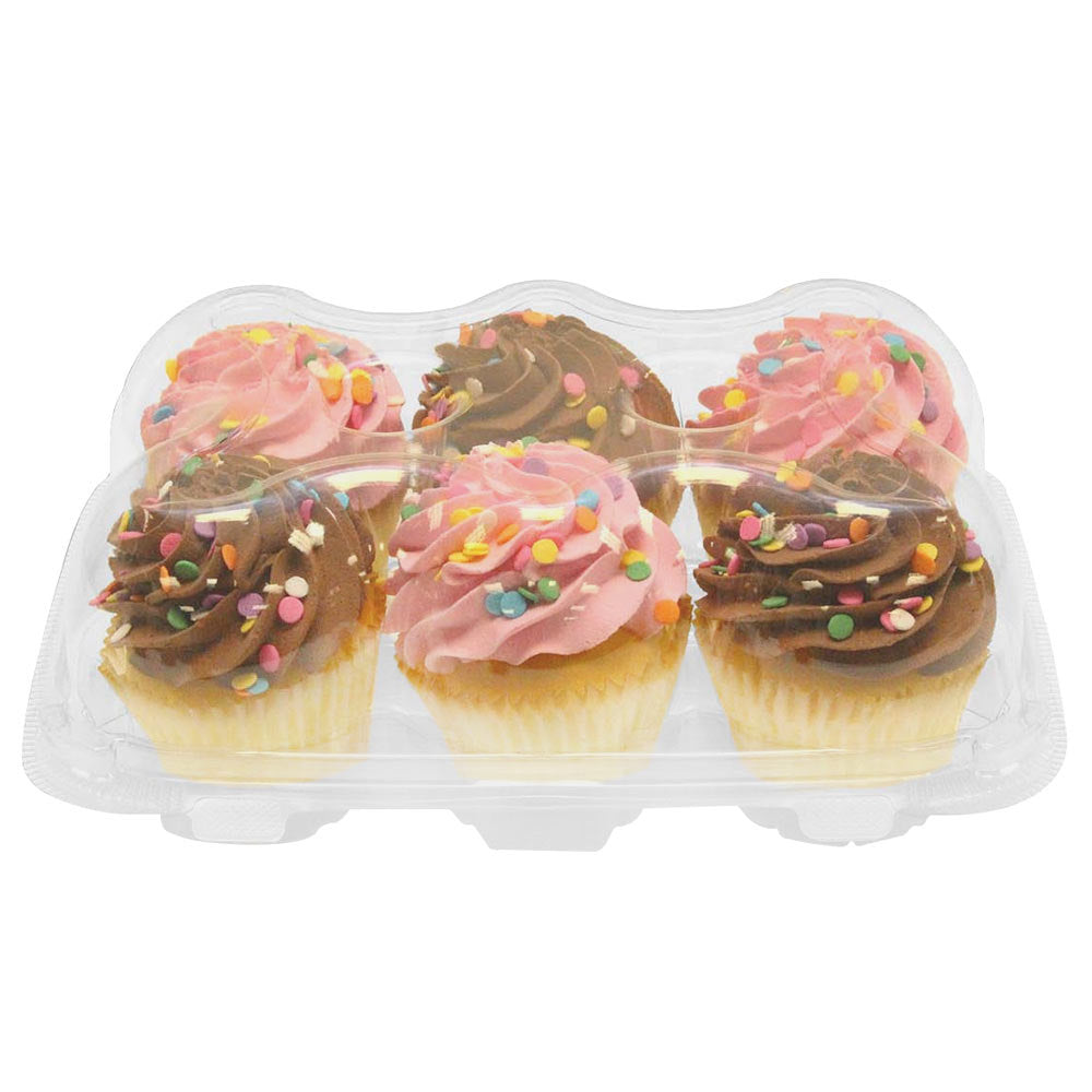 6 Count, Standard Size Plastic Cupcake Container