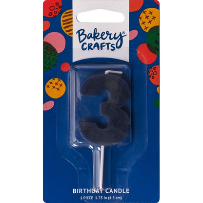Mini Block Number Candle - 3 - Navy