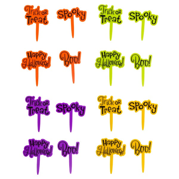 Halloween Greeting  Cupcake Picks- 12 Picks