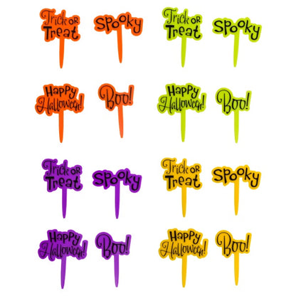 Halloween Greeting  Cupcake Picks- 12 Picks