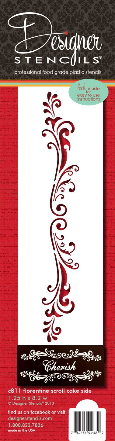 Florentine Scroll Cake Side Stencil