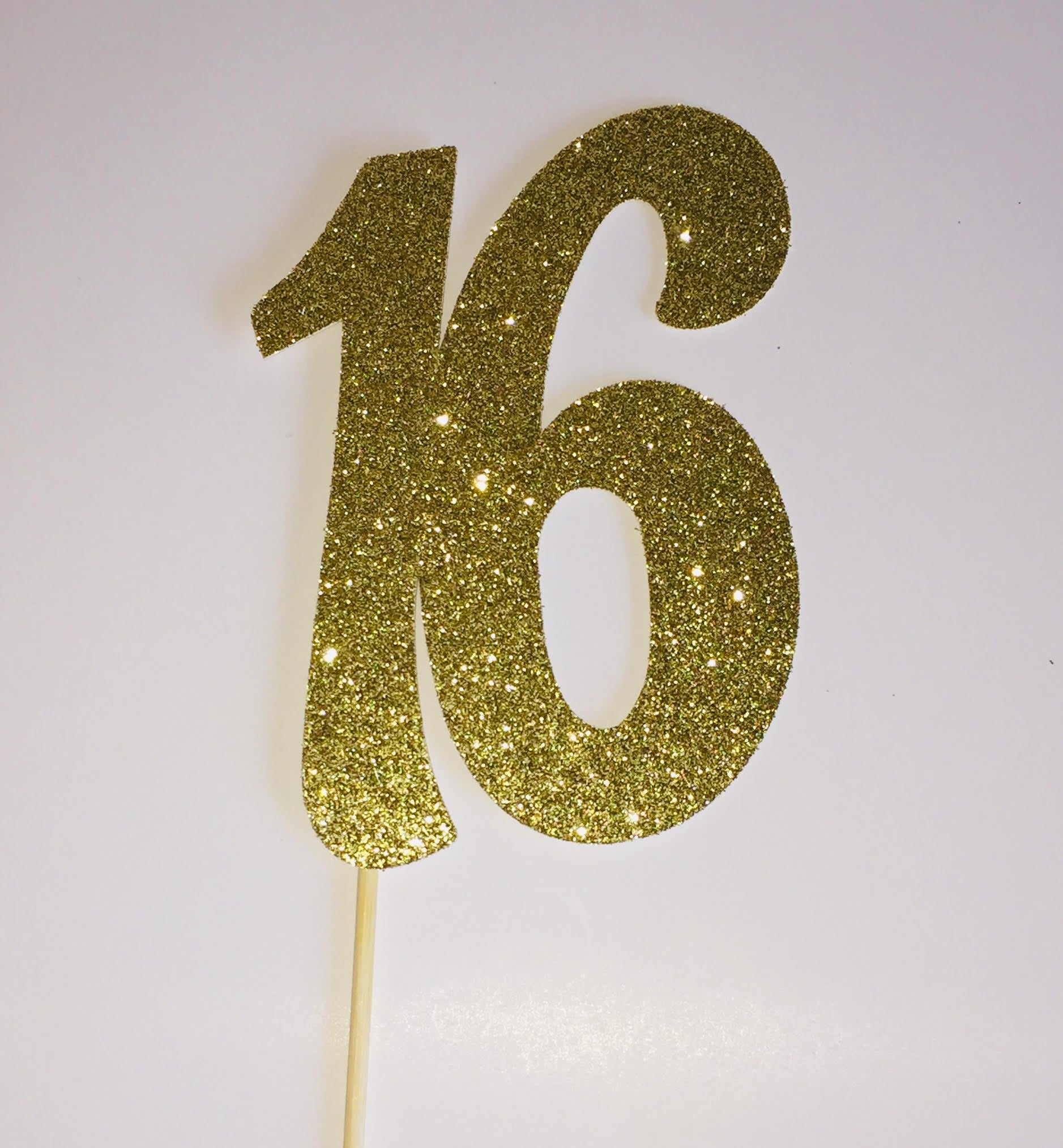 16 Cake Topper - Glitter Gold