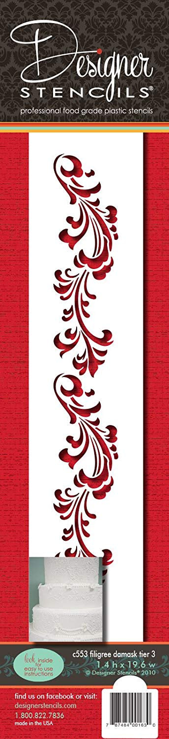 Filigree Damask Cake Side Stencil