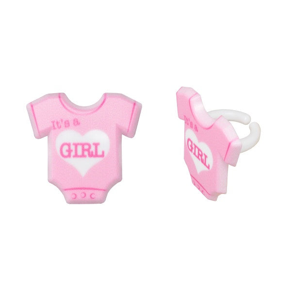 Its A Girl Onesie Cupcake Rings - 12 Rings