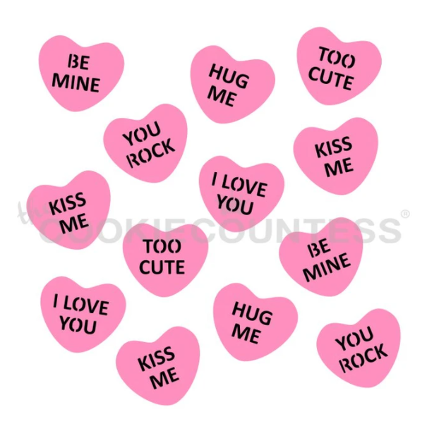 2 Piece Mini Conversation Hearts Stencil Set