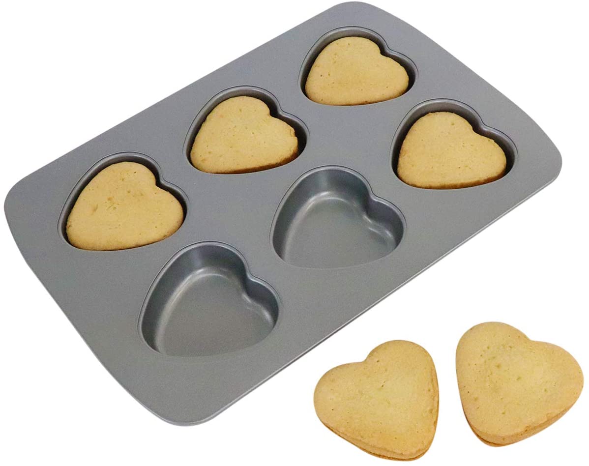 Silicone Muffin Pan 12 Cups Heart Shape Mini Regular Cupcake Pan
