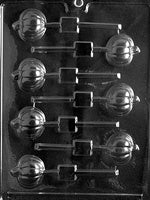 1.5 Inch, Pumpkin Lollipop Chocolate Mold (7 Cavities)