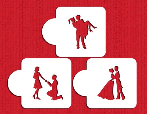 Stages Of Love Silhouette Cake Stencils - 3 Pieces