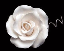 Tea Rose Single w/Wire - White - Medium