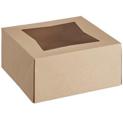 6x6x3 Inch Kraft Pie Box with Window - Auto-Popup