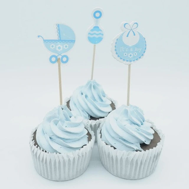 Baby Shower - Boy Cupcake Picks - 12 Pieces