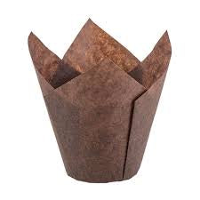 Brown Tulip Cup Cupcake Liners - 24 Tulip Cups
