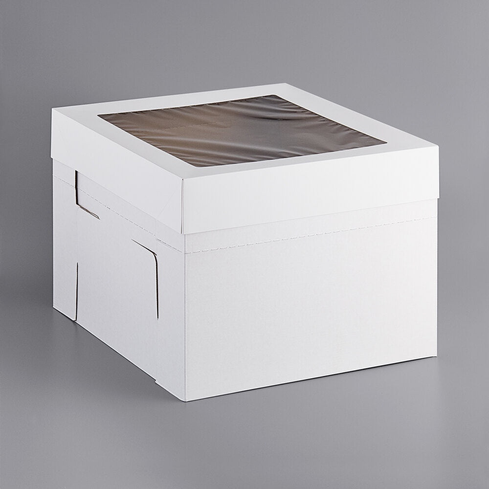 Tall, 2 Piece, 16 Inch White Cake Box - 16x16x12 with Flex Height