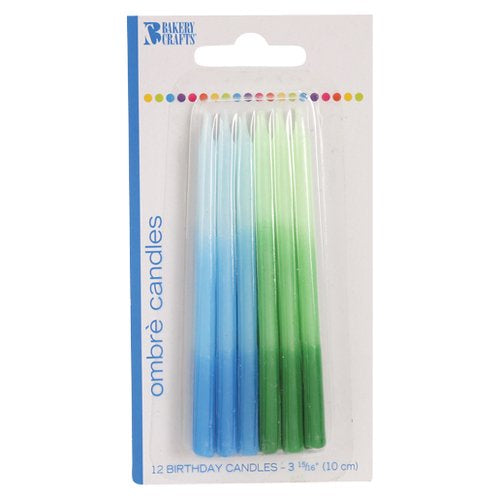 Blue and Green Ombre Candles, 12pc