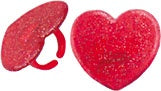 Red Glitter Heart Cupcake Rings - 12 Cupcake Rings