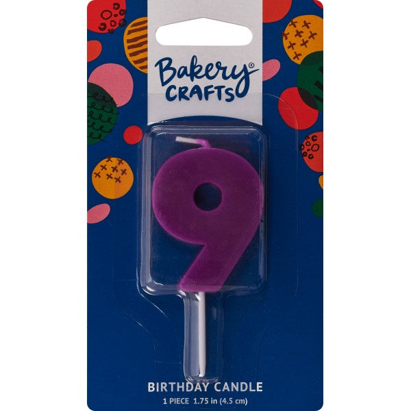 Mini Block Number Candle - 9 - Purple