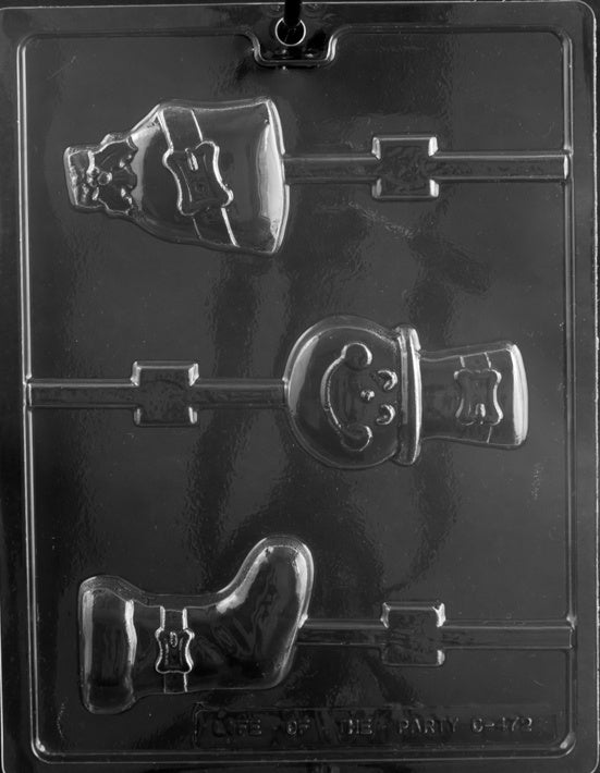 Assorted Lollipop Chocolate Mold Includes Snowman, Stocking, Santa's Bag