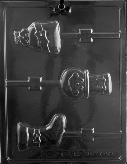 Assorted Lollipop Chocolate Mold Includes Snowman, Stocking, Santa's Bag