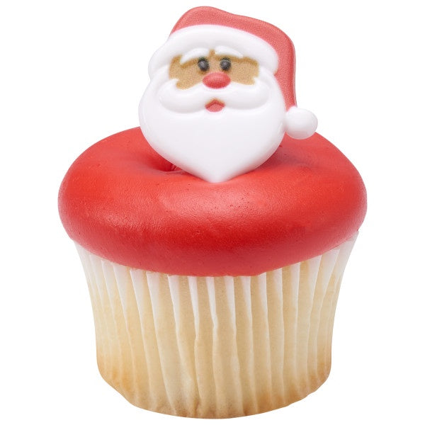 African American Santa Cupcake Rings - 12 Per Package