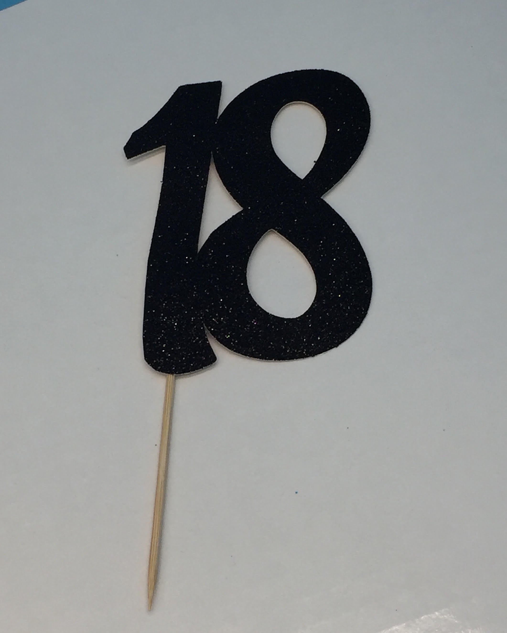18 Cake Topper - Black Glitter
