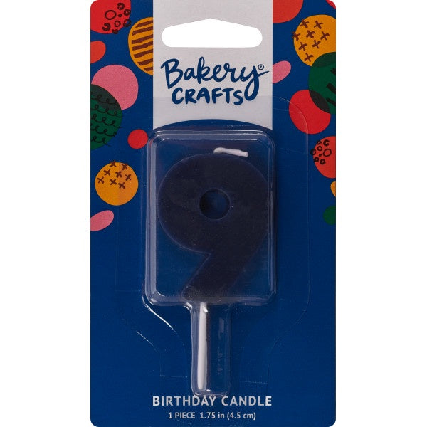 Mini Block Number Candle - 9 - Navy