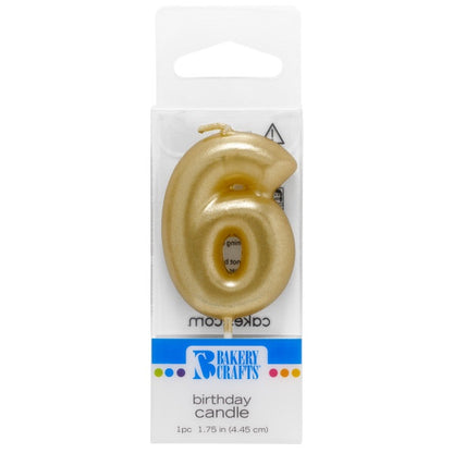 Gold Number 6 Candle